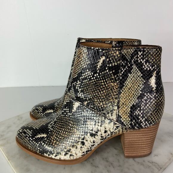 New Madewell The Rosie Ankle Boots Snakeskin Print Heeled Western Bootie 6.5 - Picture 4 of 10